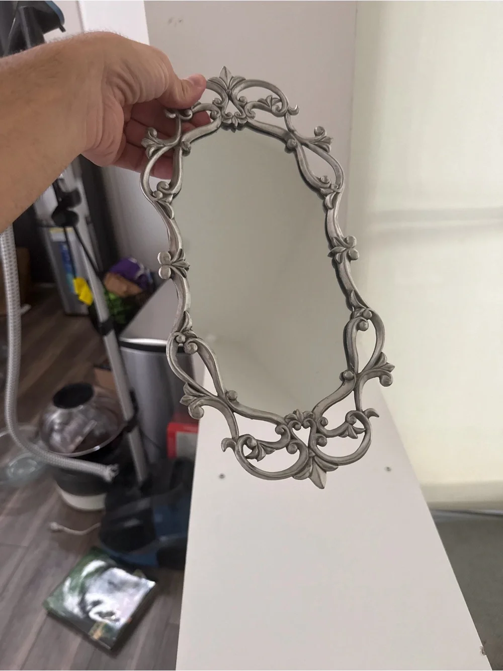 Ornate Silver Wall Mirror - Elegant Home Wall Decor Heavy